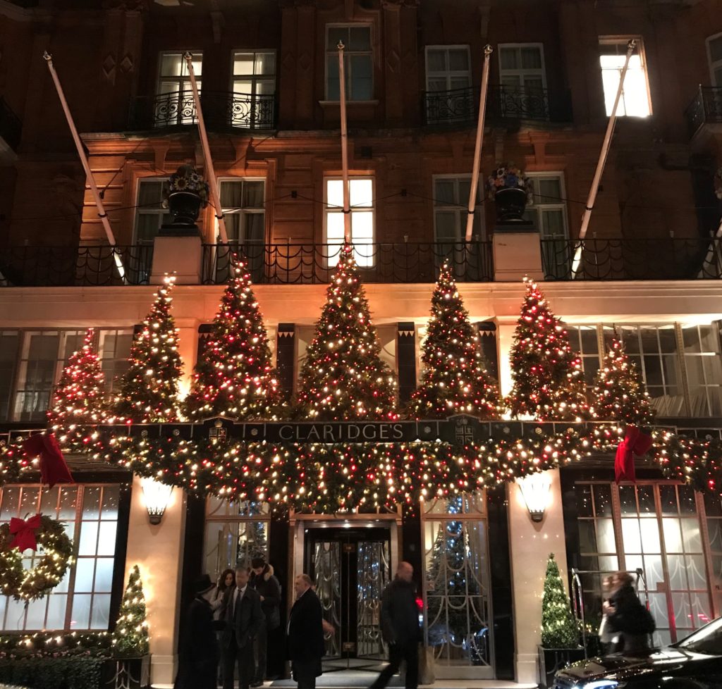 Christmas lights in London Claridges